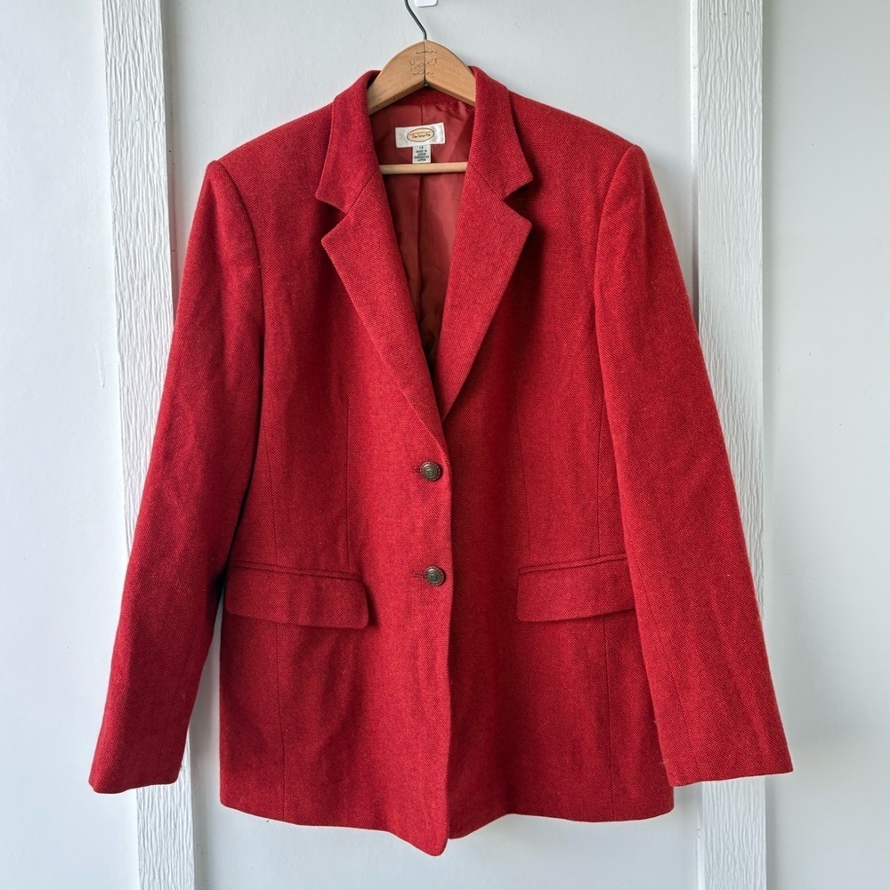 Vintage Talbots Made in Japan Wool Blazer - Burnt Red Tweed Size 14